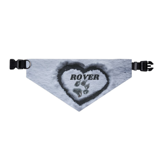 Snow Heart Paw Print Dog Bandana Collar