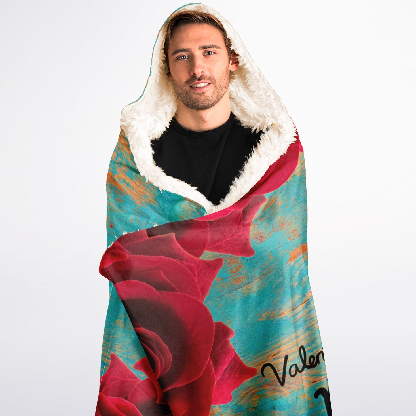 Rustic Valentines Day Charm Custom Pet Photo Hooded Blanket