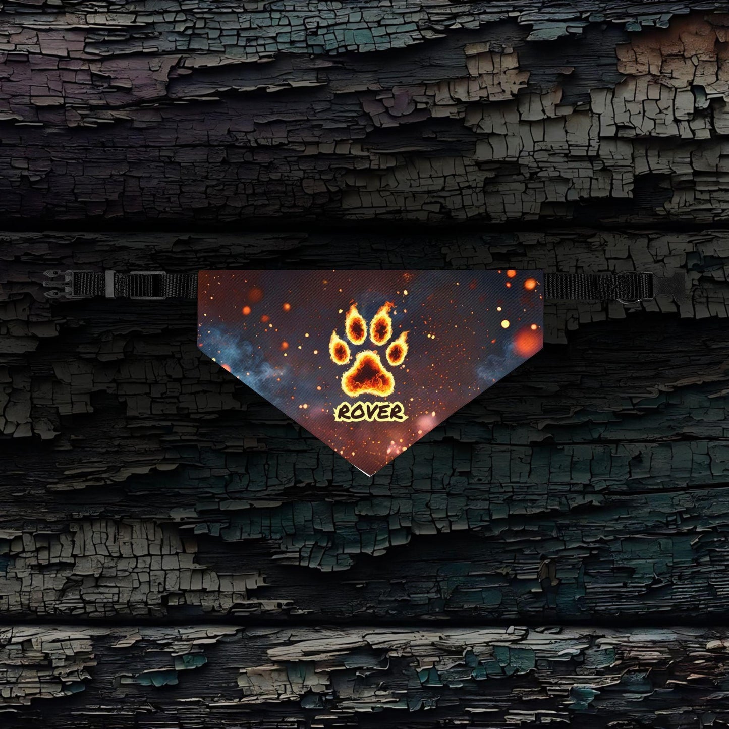 Fire Paw Print Pet Bandana Collar - Pawsome Prints