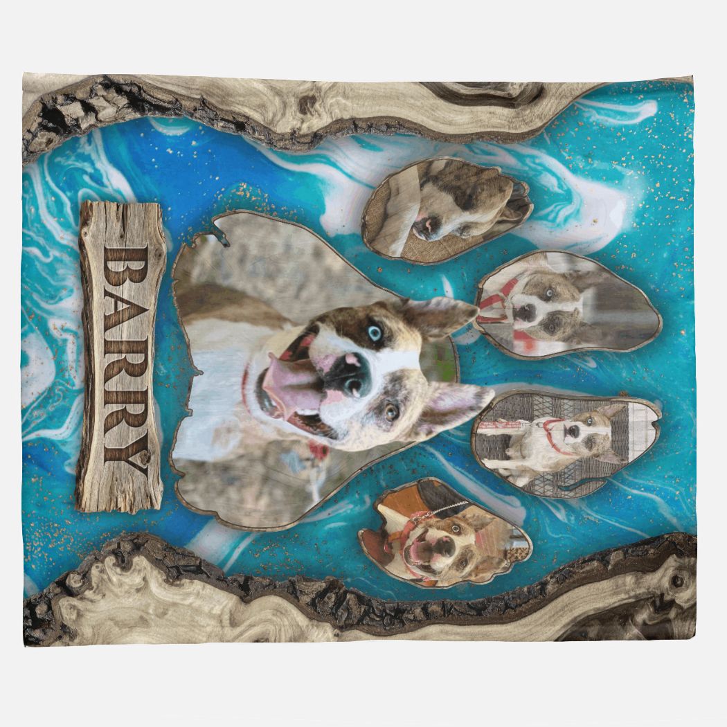 Driftwood Resin – Pawprint Collage Minky Blanket"