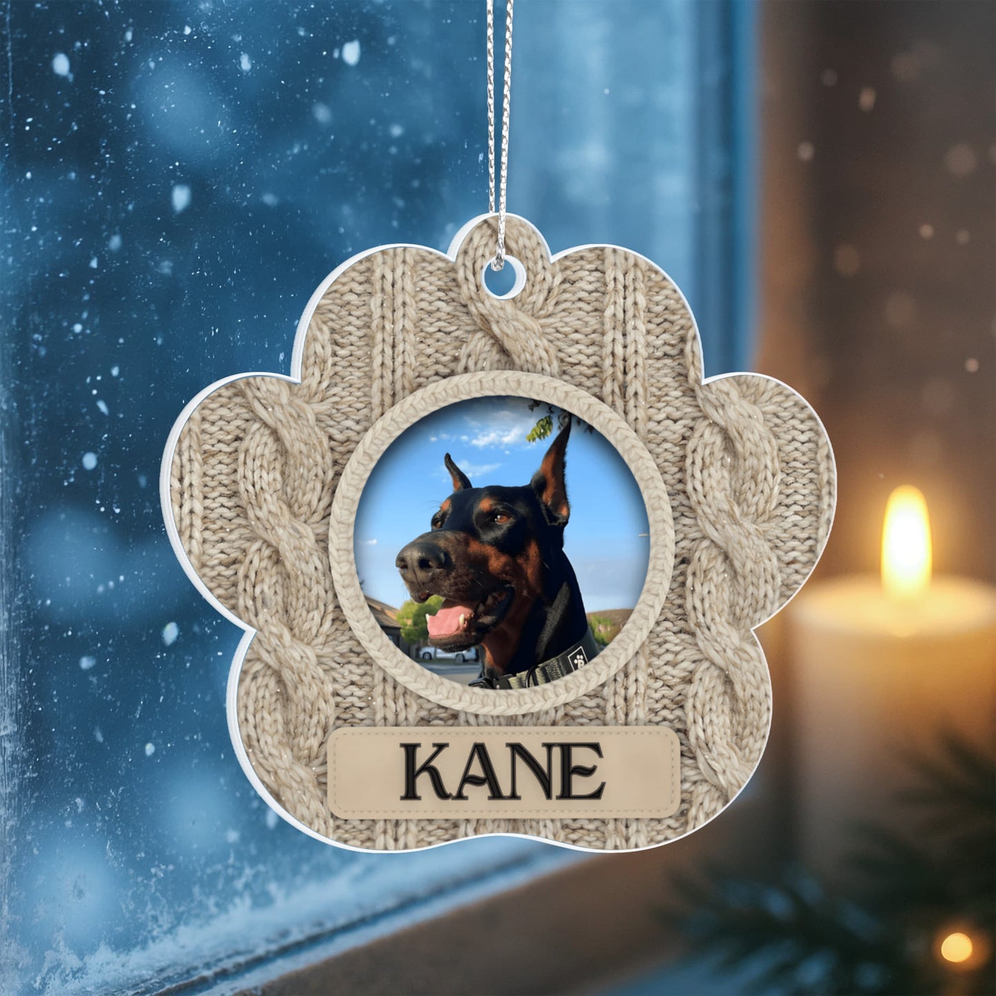 Knitted Paw Personalized Acrylic Ornament 2