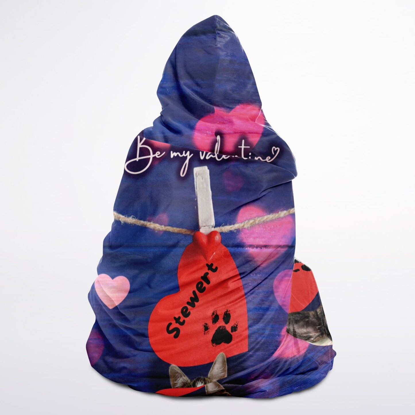 Be My Valentine Custom Pet Photo Hooded Blanket