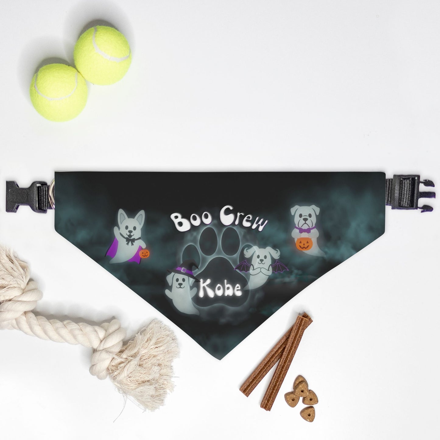Boo Crew Paw Print Bandana Collar
