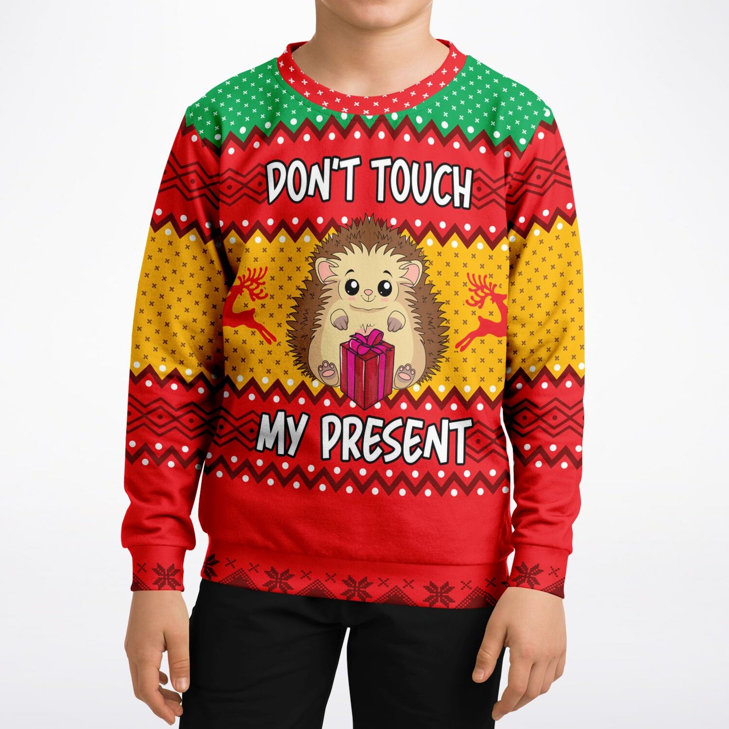 Don’t Touch My Present Kids Ugly Christmas Sweater