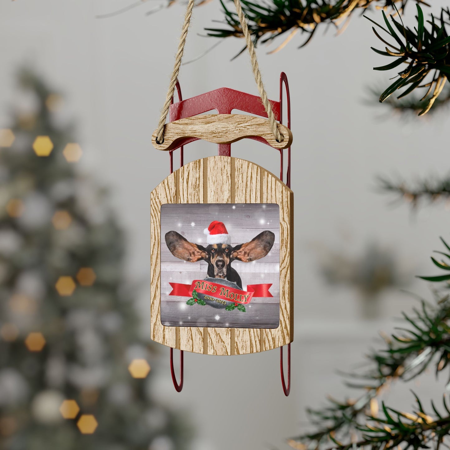 Personalized Memorial Sled Christmas Ornament