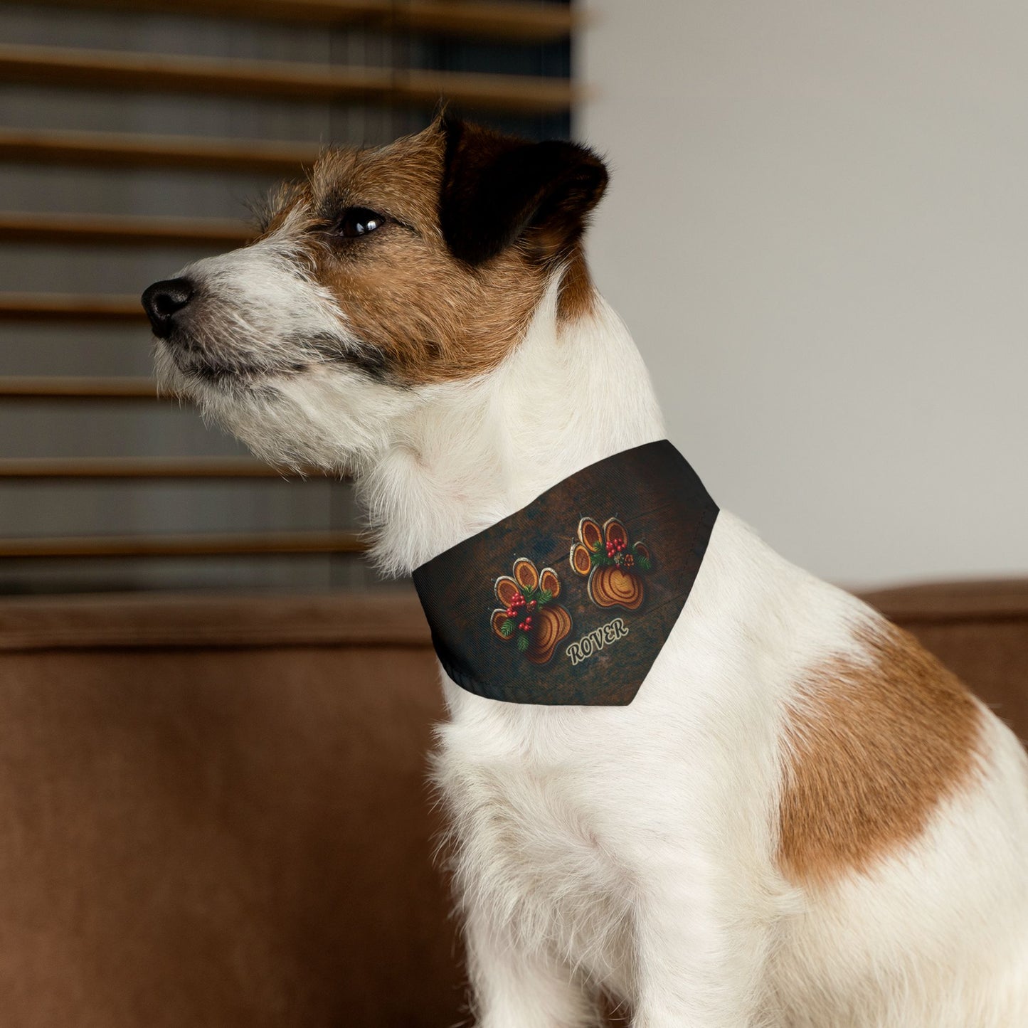 Yule Log Paw Print Dog Bandana Collar