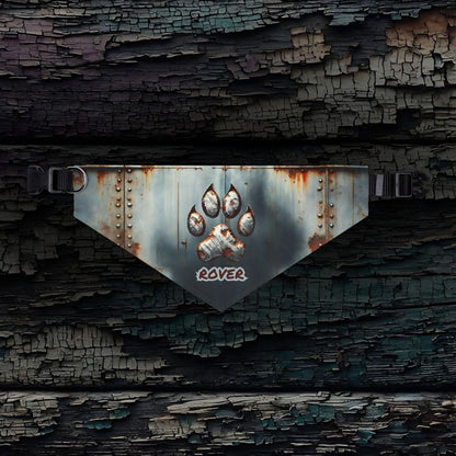 Rusted Metal Paw Print Pet Bandana Collar - Pawsome Prints