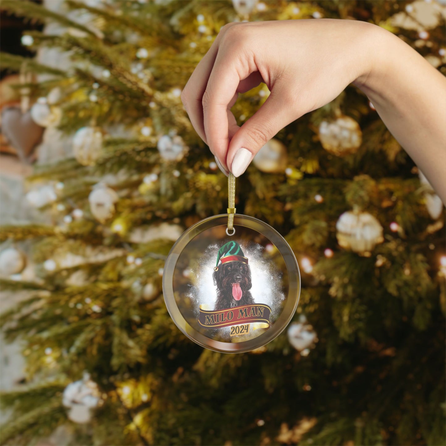 Snowball Personalized Glass 2024 Christmas Ornament