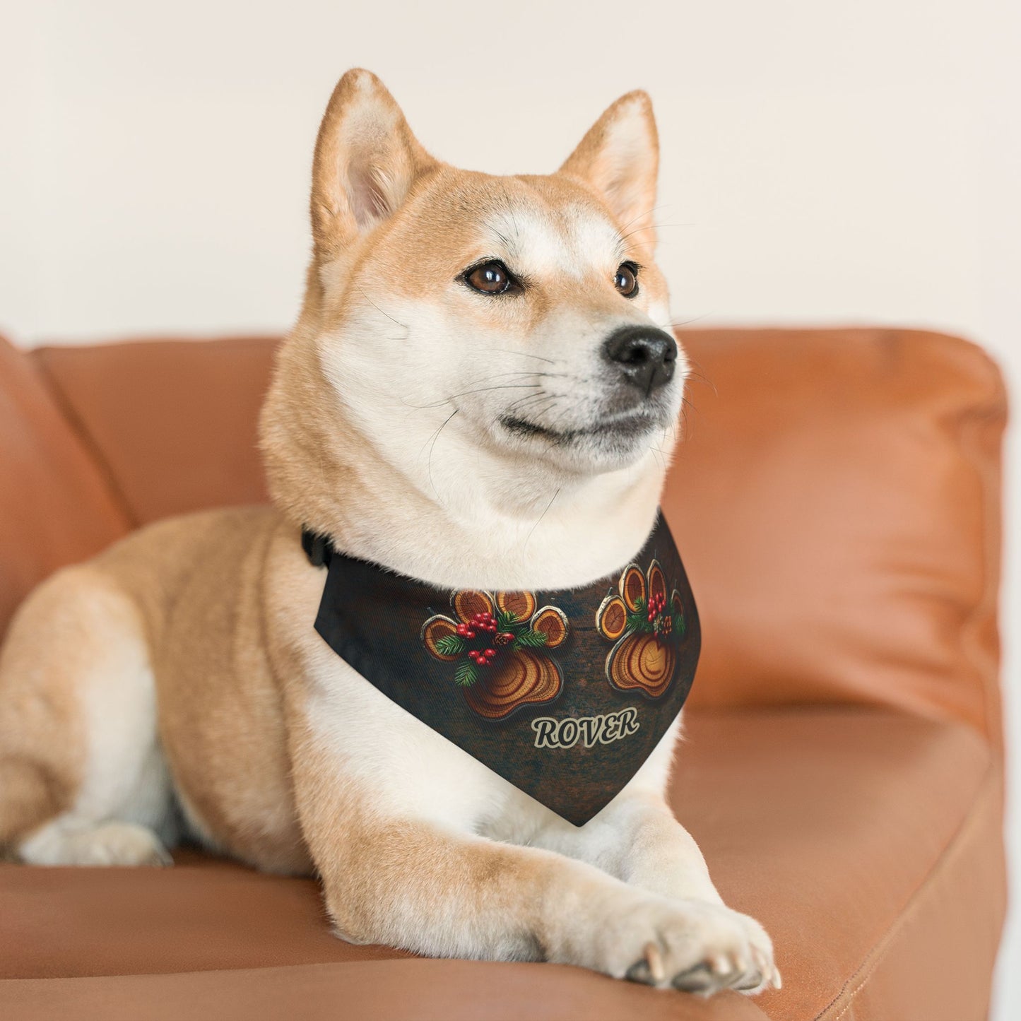 Yule Log Paw Print Dog Bandana Collar