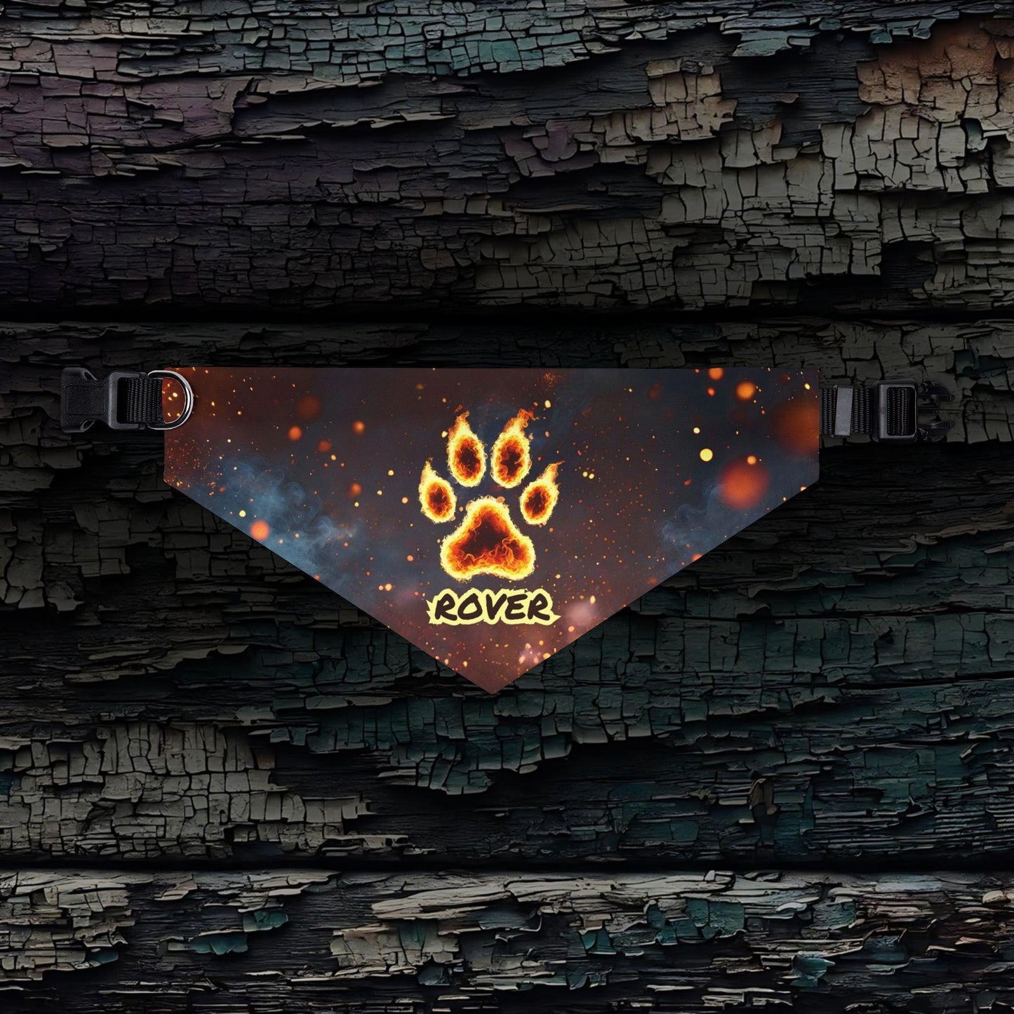 Fire Paw Print Pet Bandana Collar - Pawsome Prints