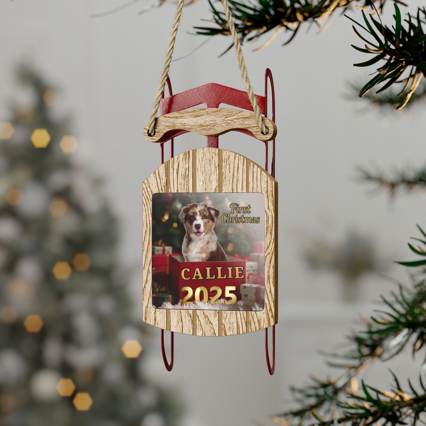 First Christmas 2025 Personalized Sled Ornament
