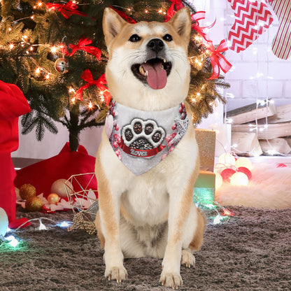 Winter Pinecone Paw Print  Dog Bandana Collar