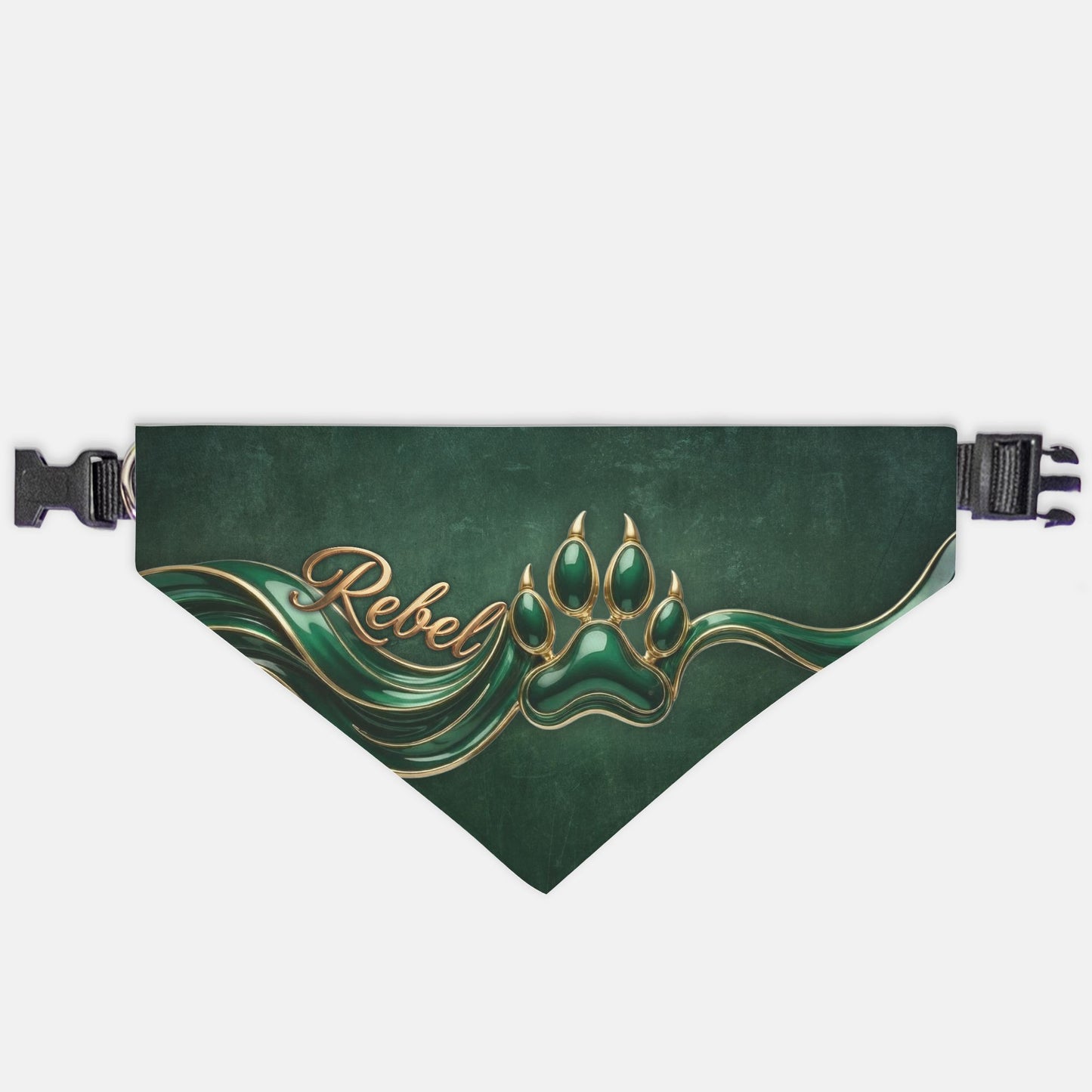 Emerald Green Enamel Custom Paw Print Bandana Collar