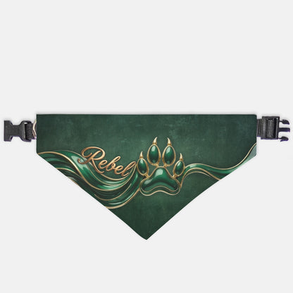 Emerald Green Enamel Custom Paw Print Bandana Collar