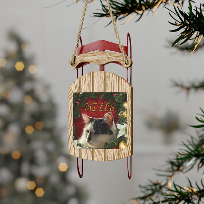 Holiday Wreath Personalized Sled Ornament