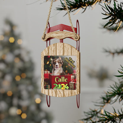 First Christmas 2024 Personalized Sled Ornament