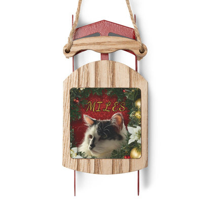 Holiday Wreath Personalized Sled Ornament