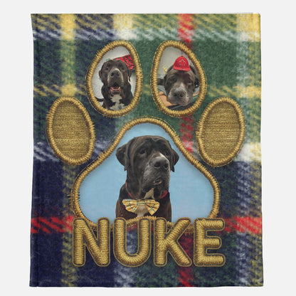 Tartan Stitch – Pawprint Collage Minky Blanket