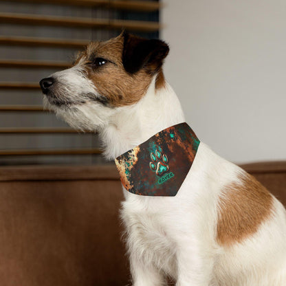 Oxidized Copper Charm Paw Print Pet Bandana Collar - Pawsome Prints