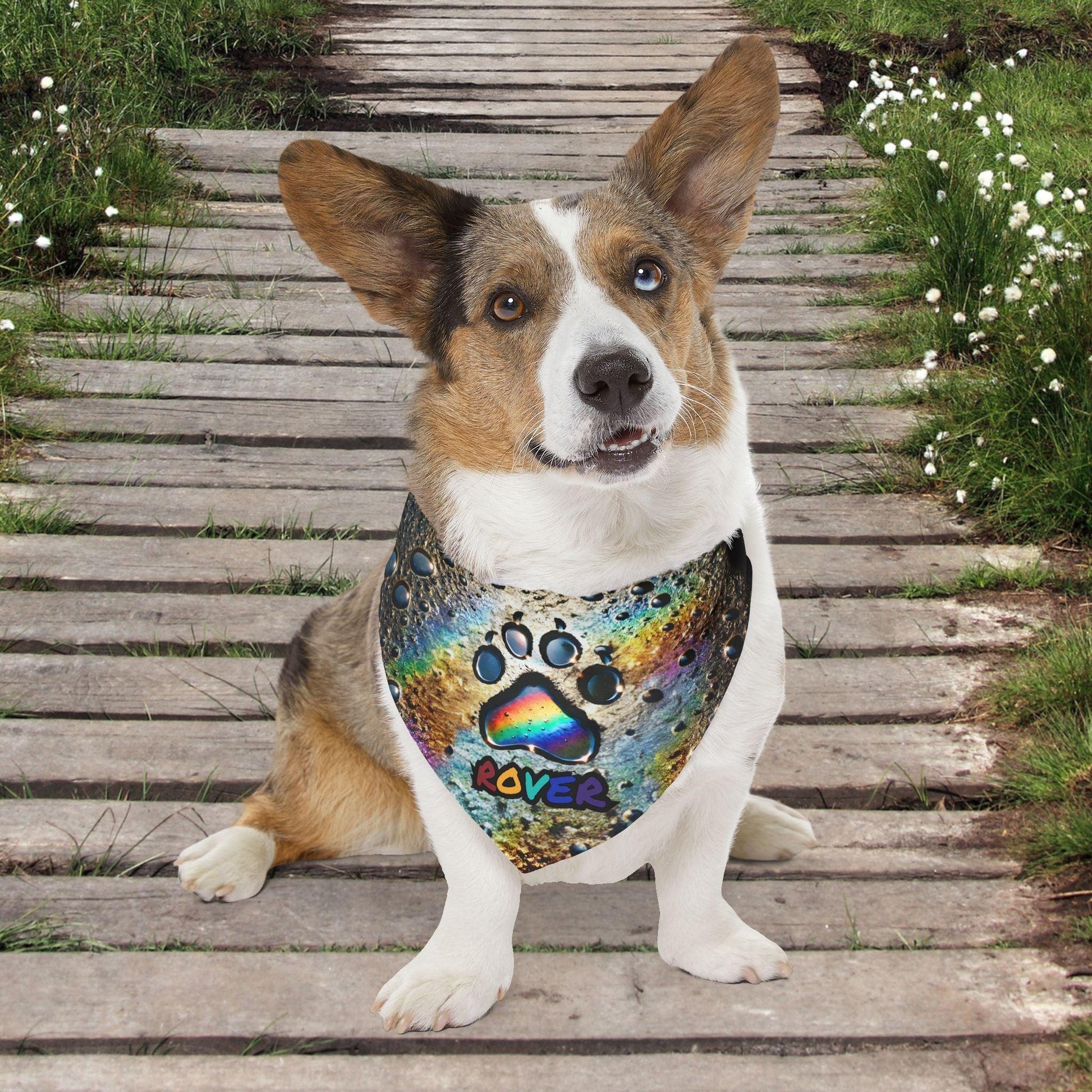 Motor Oil in Water Paw Print Pet Bandana Collar - Pawsome Prints