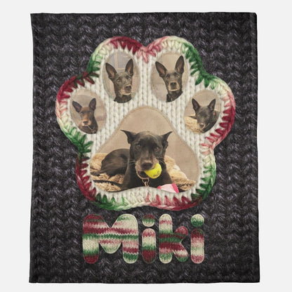 Festive Trim – Pawprint Collage Minky Blanket