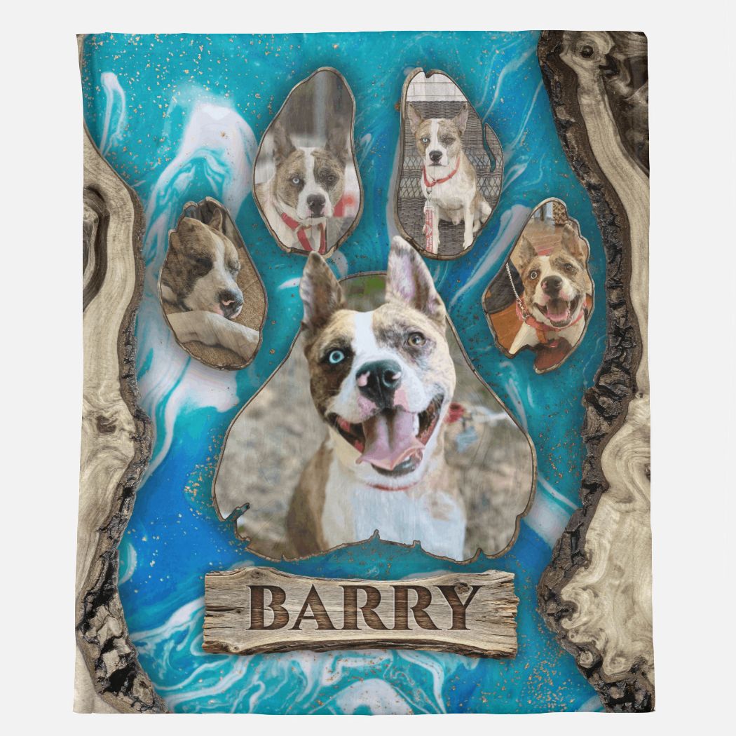 Driftwood Resin – Pawprint Collage Minky Blanket"