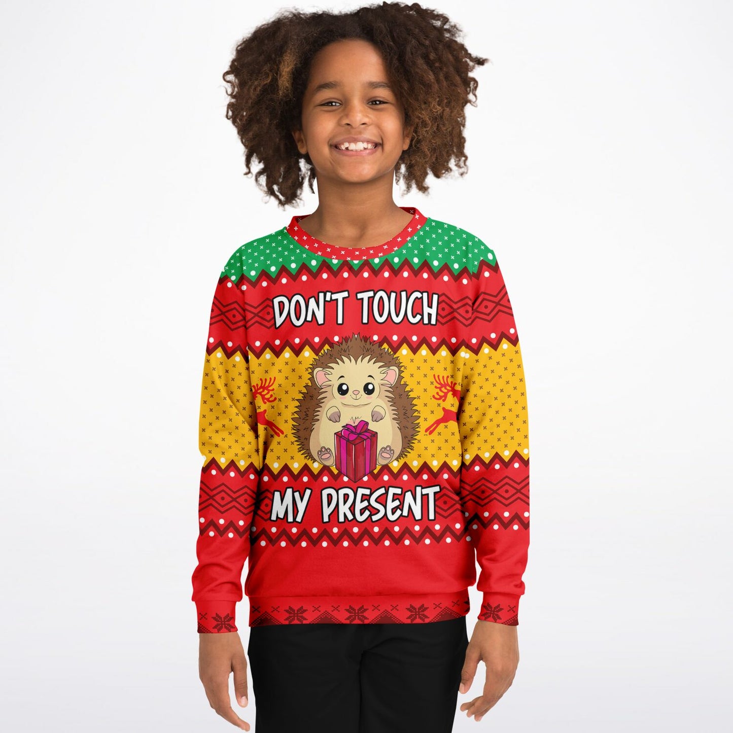 Don’t Touch My Present Kids Ugly Christmas Sweater