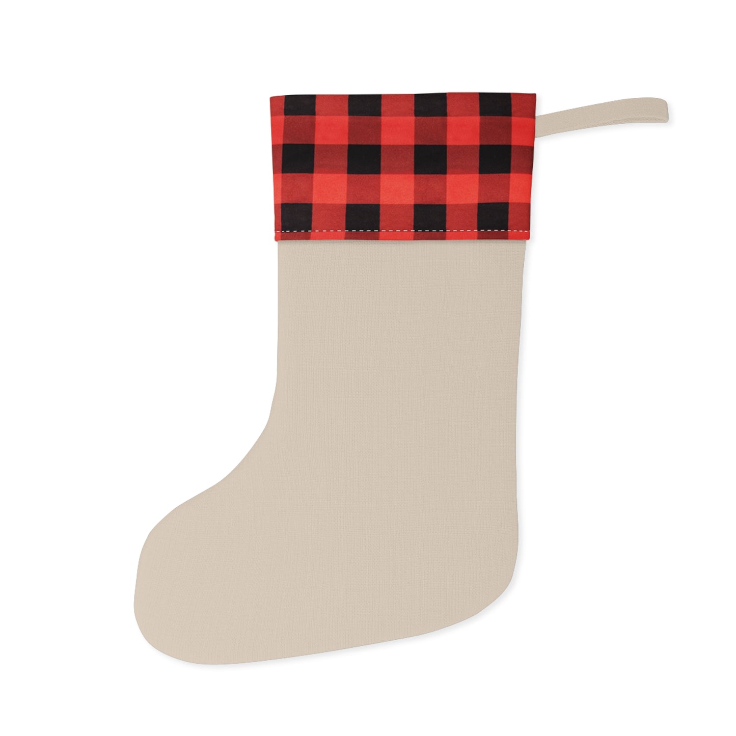 Personalized Dog Christmas Stocking — Buffalo Plaid Top with Pet Name