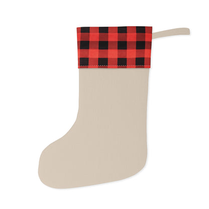 Personalized Dog Christmas Stocking — Buffalo Plaid Top with Pet Name