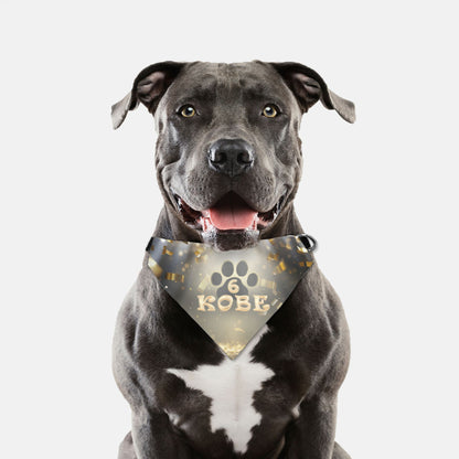 Golden Confeti Birthday Custom Paw Print Bandana Collar
