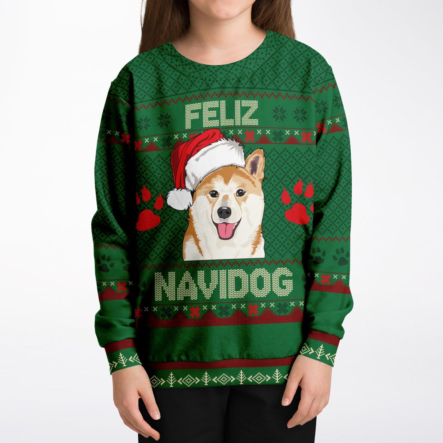 Feliz Navidog Kids Ugly Christmas Sweater – Shiba Inu Edition