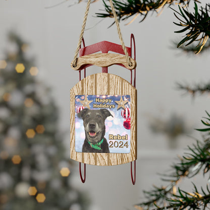 Happy Holidays 2024 Personalized Sled Christmas Ornament