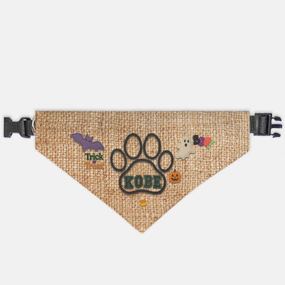 Rustic Halloween Paw Print Dog Bandana Collar