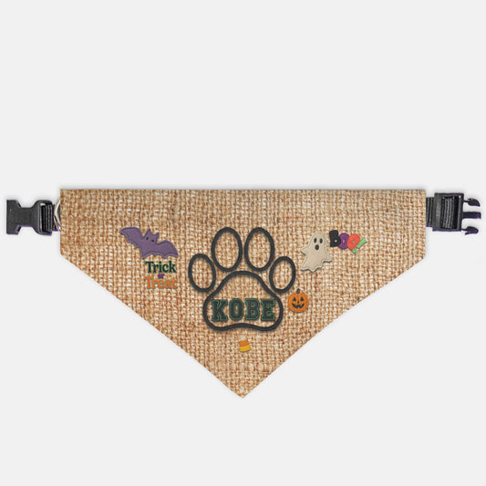 Rustic Halloween Paw Print Dog Bandana Collar
