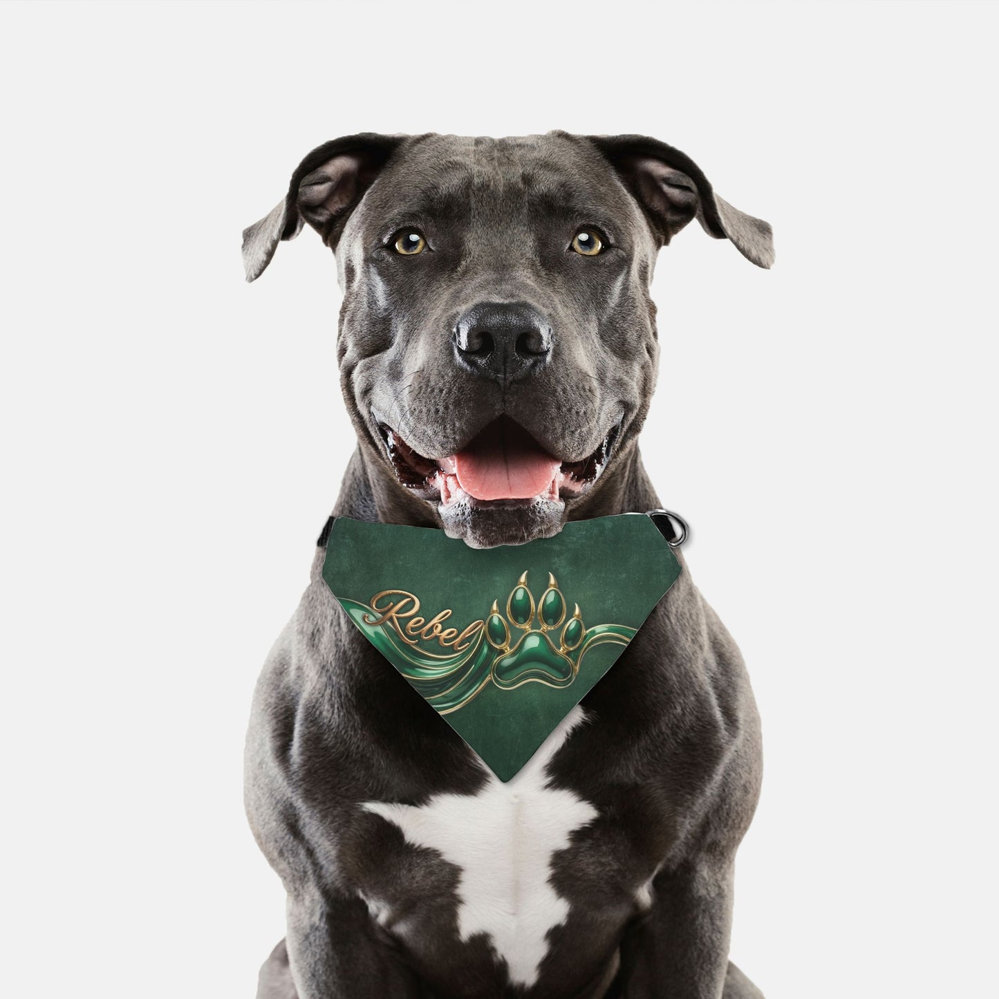 Emerald Green Enamel Custom Paw Print Bandana Collar