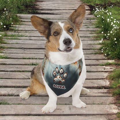 Rusted Metal Paw Print Pet Bandana Collar - Pawsome Prints