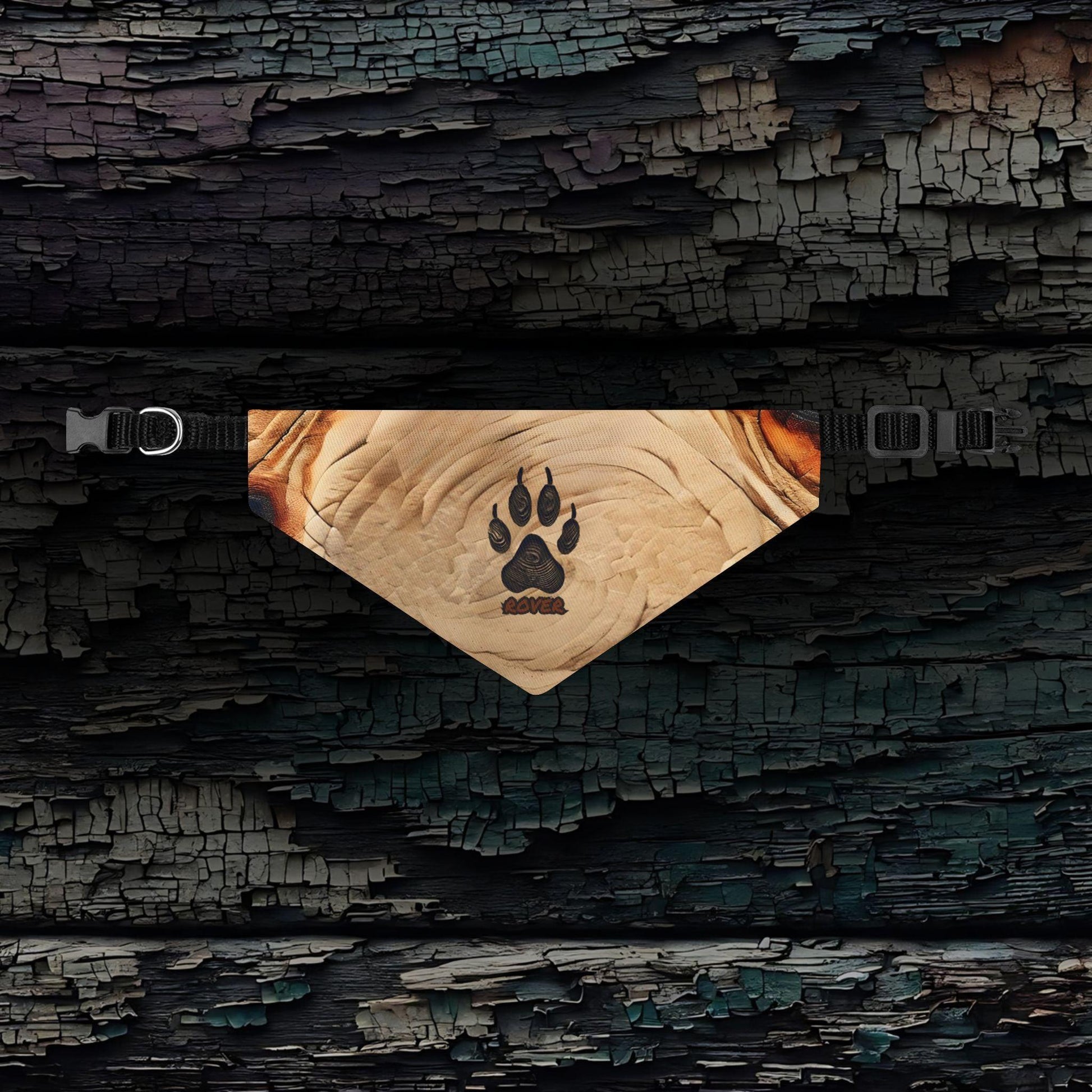 Wood Burnt Paw Print Pet Bandana Collar - Pawsome Prints