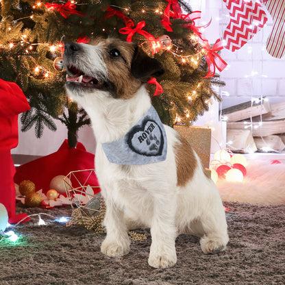 Snow Heart Paw Print Dog Bandana Collar