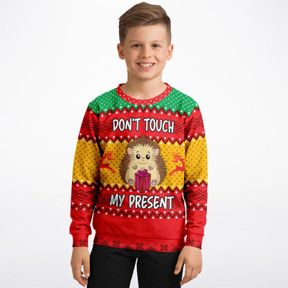 Don’t Touch My Present Kids Ugly Christmas Sweater