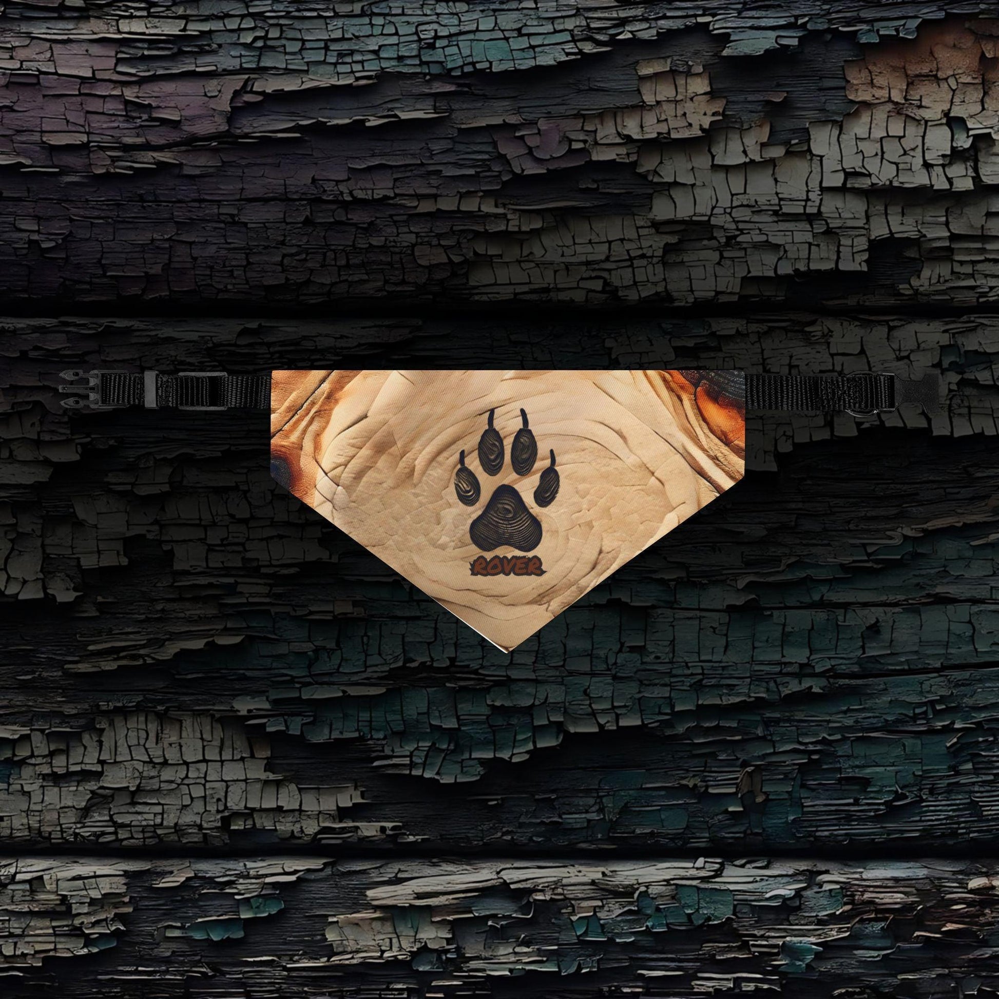 Wood Burnt Paw Print Pet Bandana Collar - Pawsome Prints