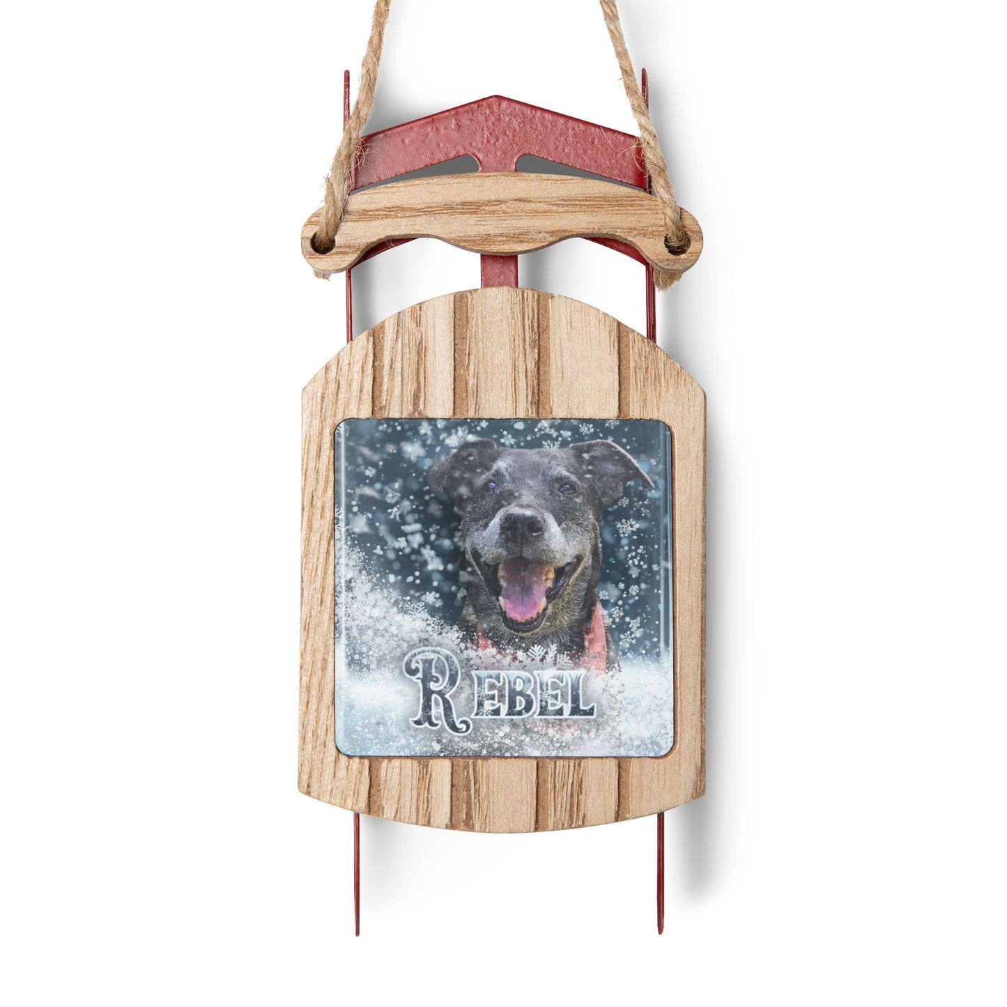 Snowfall Frame Personalized Sled OrnamentSled Ornaments