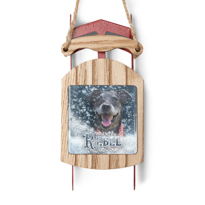 Snowfall Frame Personalized Sled OrnamentSled Ornaments