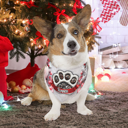 Winter Pinecone Paw Print  Dog Bandana Collar