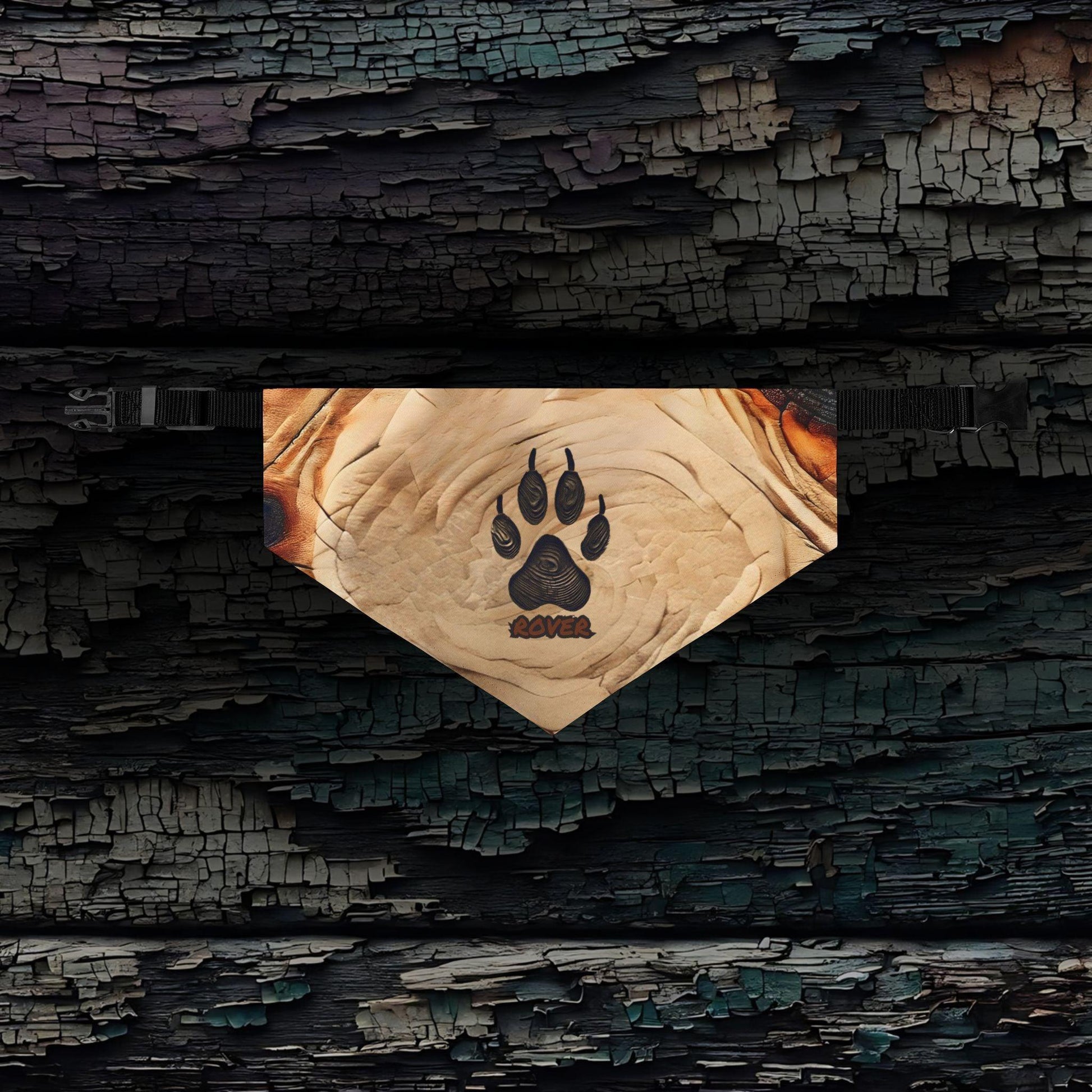 Wood Burnt Paw Print Pet Bandana Collar - Pawsome Prints