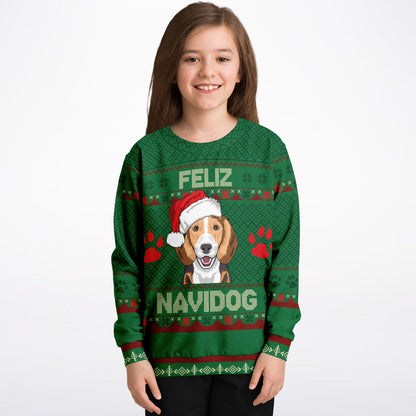 Feliz Navidog Kids Ugly Christmas Sweater - Beagle Edition