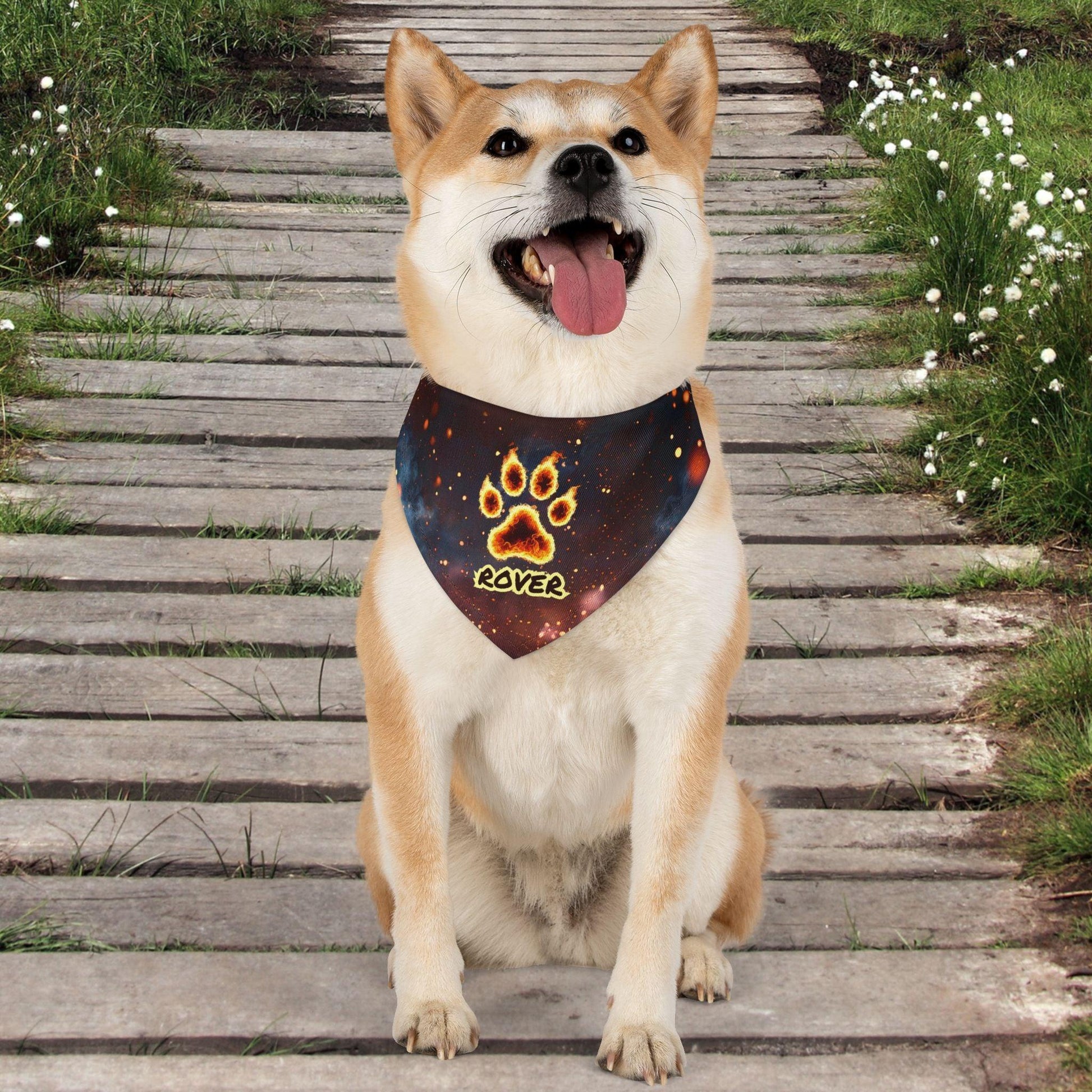 Fire Paw Print Pet Bandana Collar - Pawsome Prints