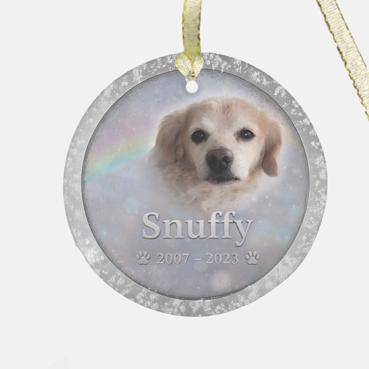 Over the Rainbow Personalized Memorial Ornament – Clear Glass (Round)