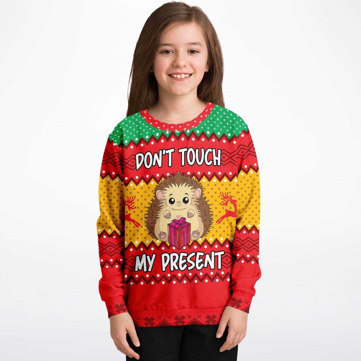 Don’t Touch My Present Kids Ugly Christmas Sweater