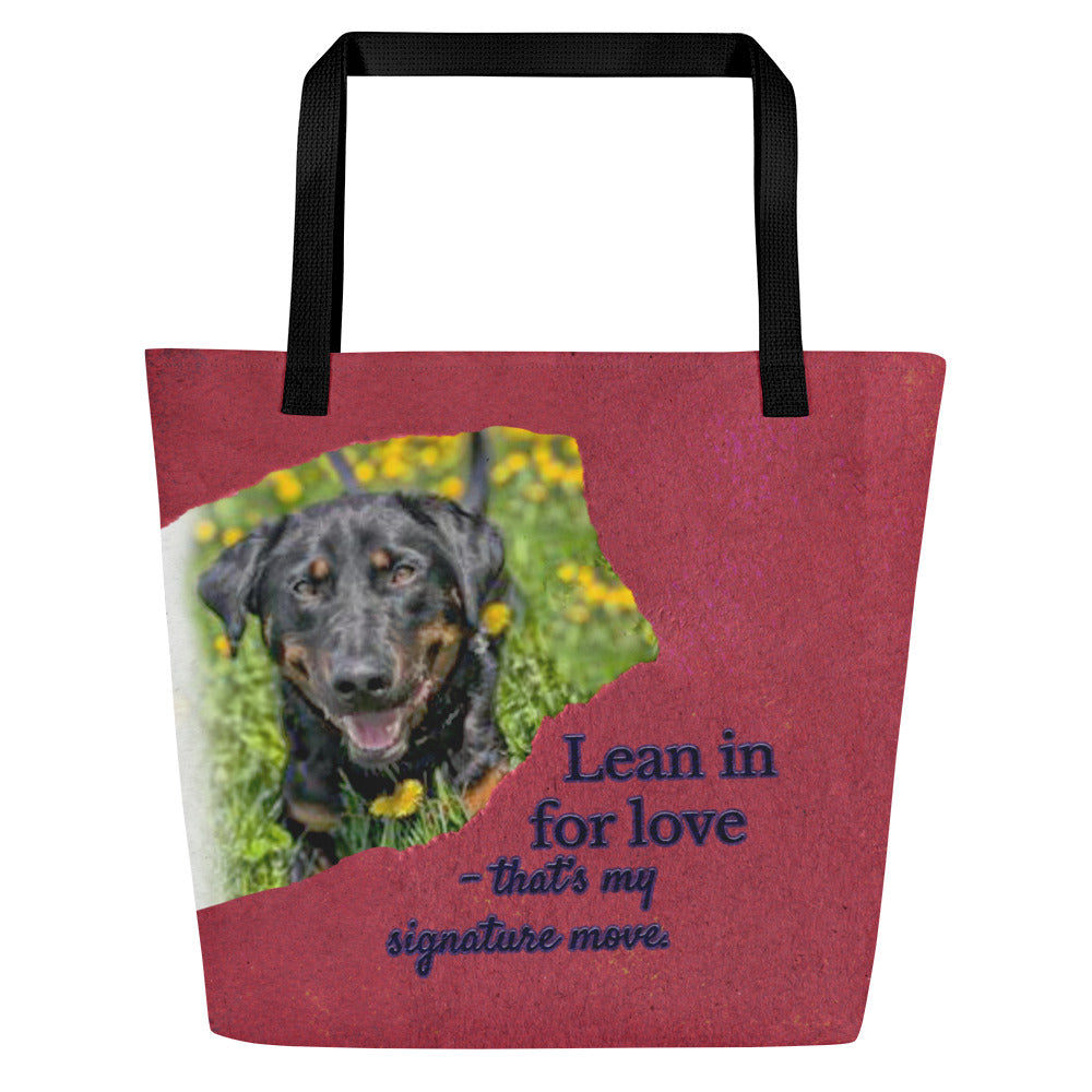 Lean in for love – Custom Pet Tote with pocket