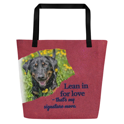 Lean in for love – Custom Pet Tote with pocket
